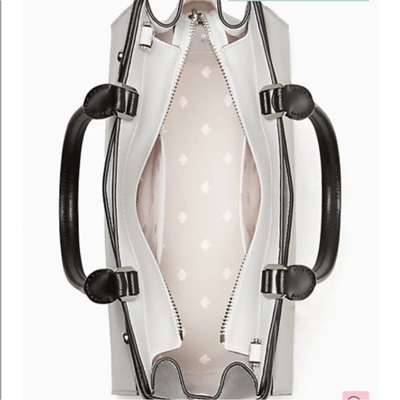 NWT ♠️ Kate Spade Medium Staci Satchel Colorblock Nimbus Grey with Pom - Picture 10 of 11